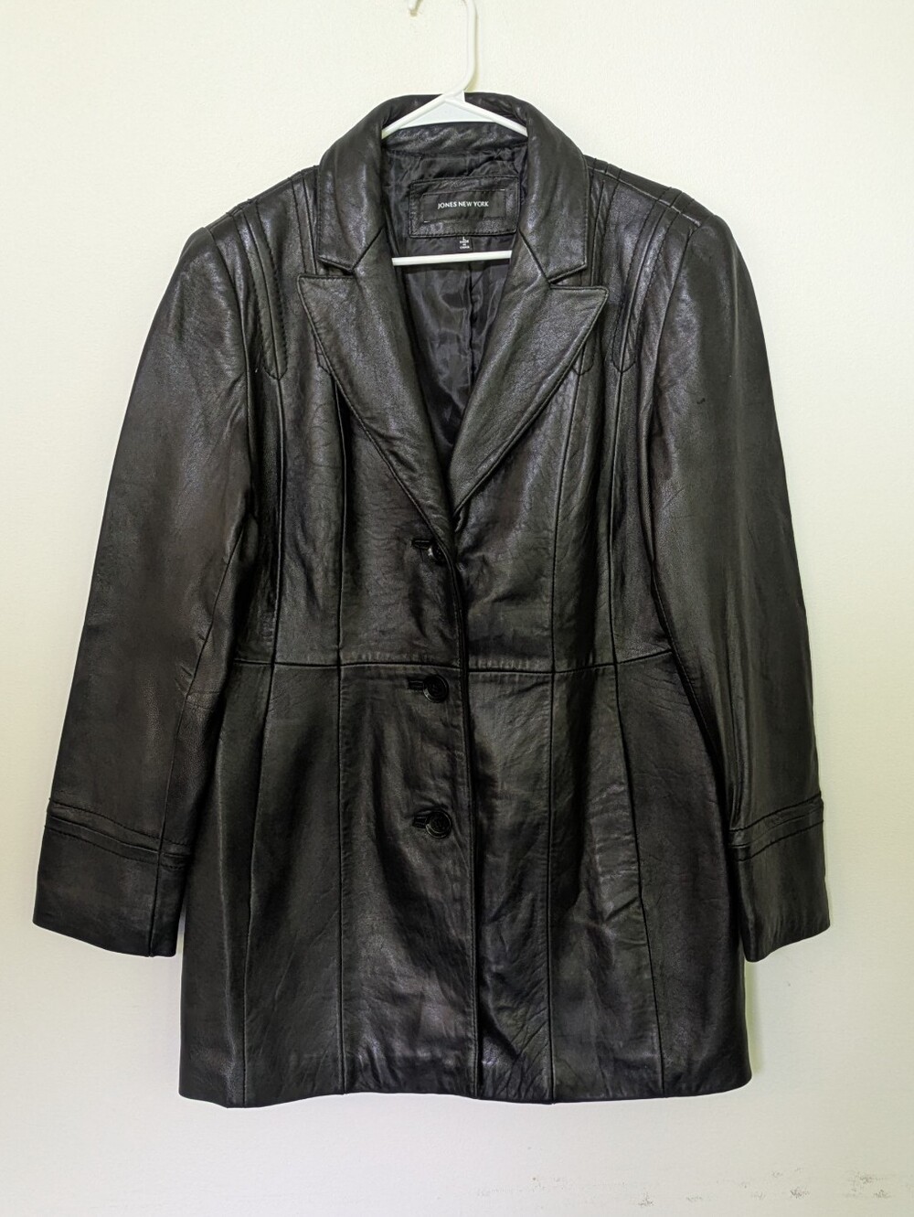 Jones New York Leather Jacket Blazer Large
